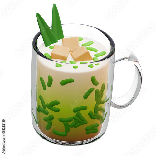 3D Cendol Indonesian Sweet Coconut Drink Illustration photo