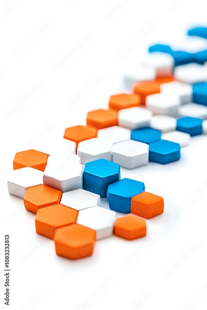 Obraz premium Colorful Hexagonal Shapes on a White Background