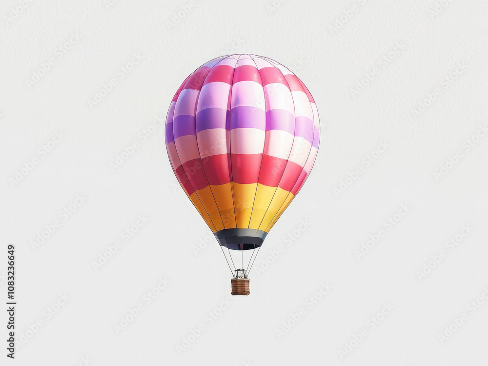 Obraz premium Vibrant hot-air balloon isolated on transparent background PNG for creative design projects and travel-themed visual content