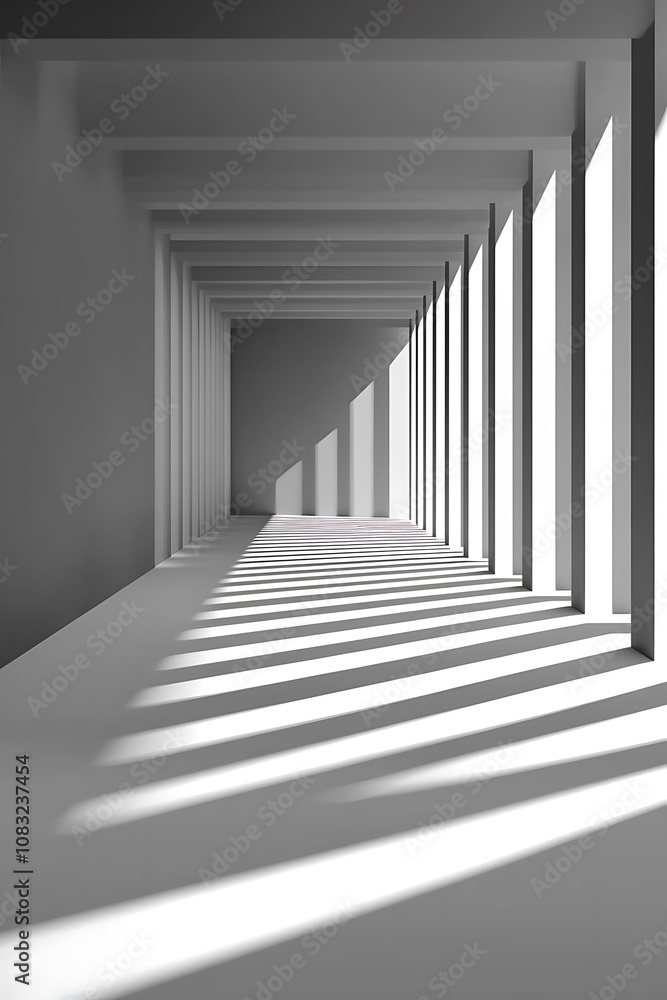 Obraz premium Modern Minimalist Interior with Dramatic Light and Shadows