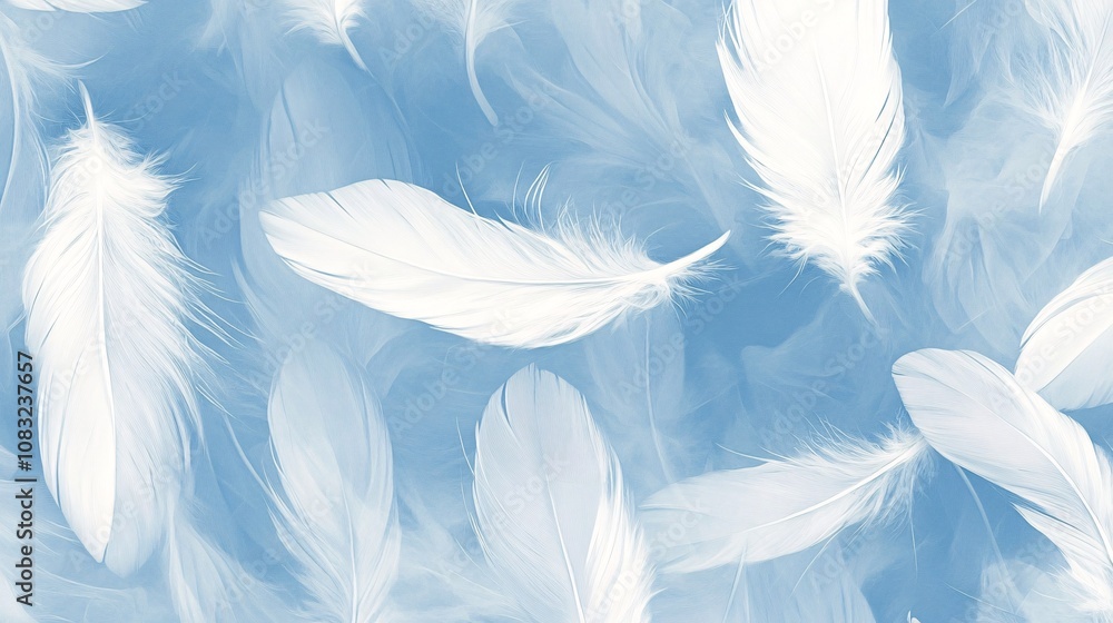 Fototapeta premium Soft blue and white feather pattern