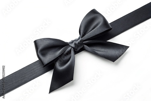 Black ribbon, cute ribbon isolated on white background for your greeting card, wedding or your event design