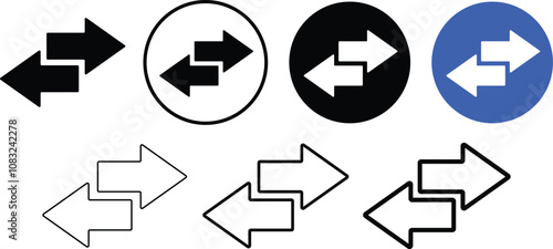 Back icon set. Left arrow symbol. Return or previous sign
