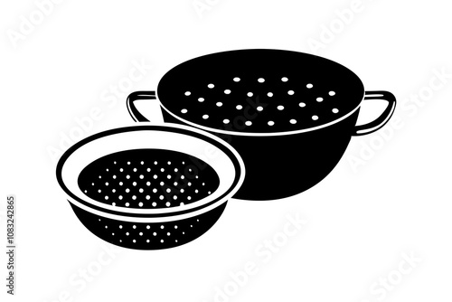 Stainless steel strainer on white background vector illustration