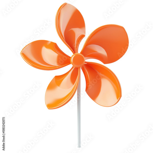 3d render orange pinwheel isolated on transparent background photo