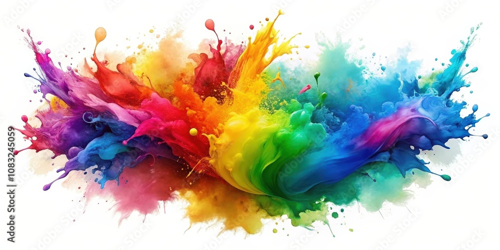 Fototapeta premium A vibrant spectrum of colors explodes in a burst of liquid paint, creating a dynamic and captivating visual experience.