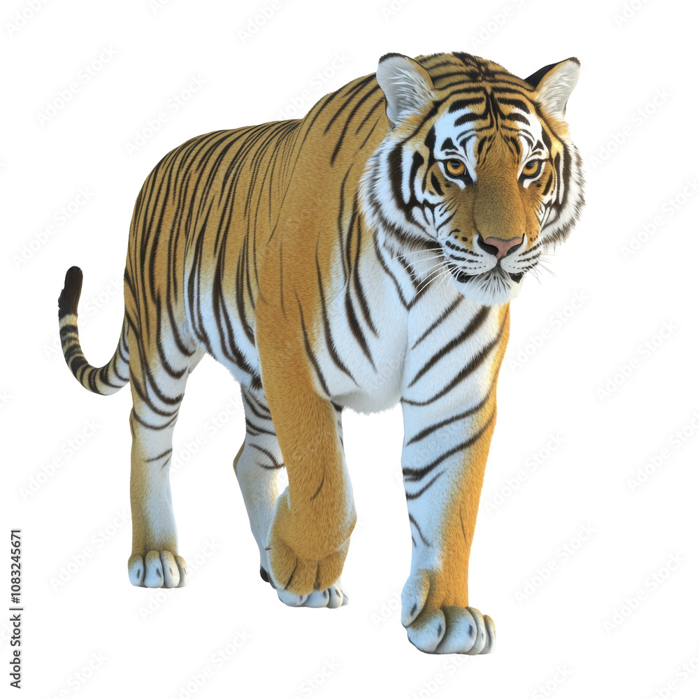Obraz premium tiger walking isolated on transparent background