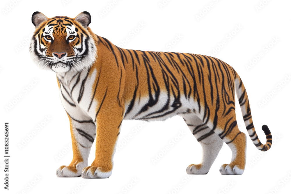 Naklejka premium tiger walking isolated on transparent background