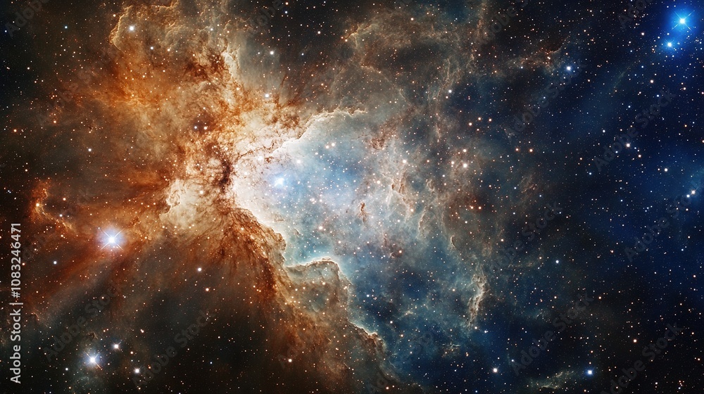 Obraz premium Abstract Space Scene with Stars, Nebulae, and Galactic Elements in a Vast and Mysterious Cosmic Environment