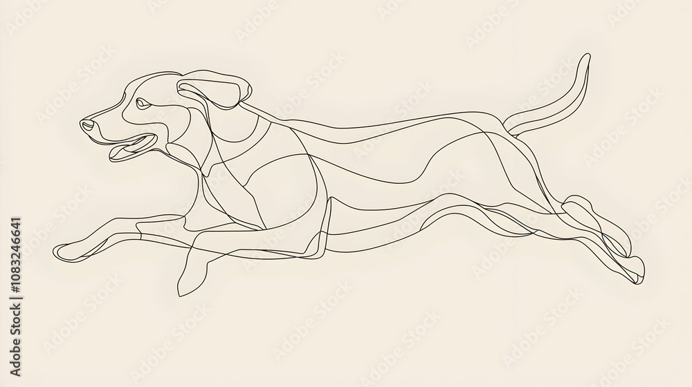 Fototapeta premium Minimalist Illustration of Dog in Motion
