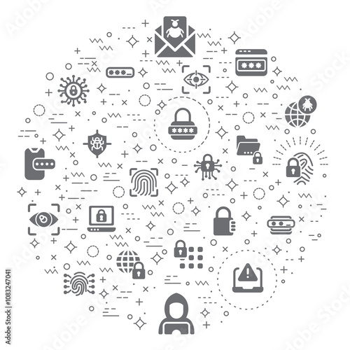 Simple Set of Cyber security Related Vector Line Illustration. Contains such Icons as protection, virus, hacking, hacker, bug, antivirus, cyber lock, network, spam and more.