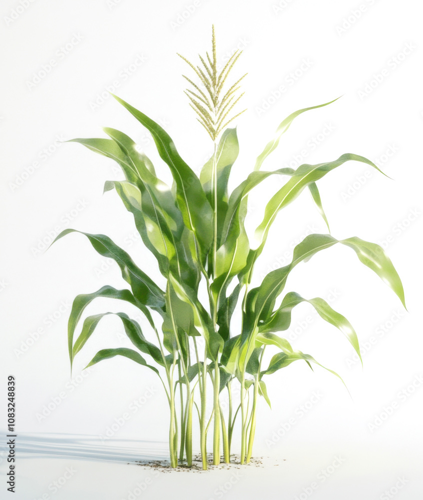 Obraz premium Corn plant isolated on a white background for garden design.