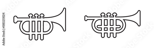 Vector Simple Bugle Icon Outline. Trumpet Symbol