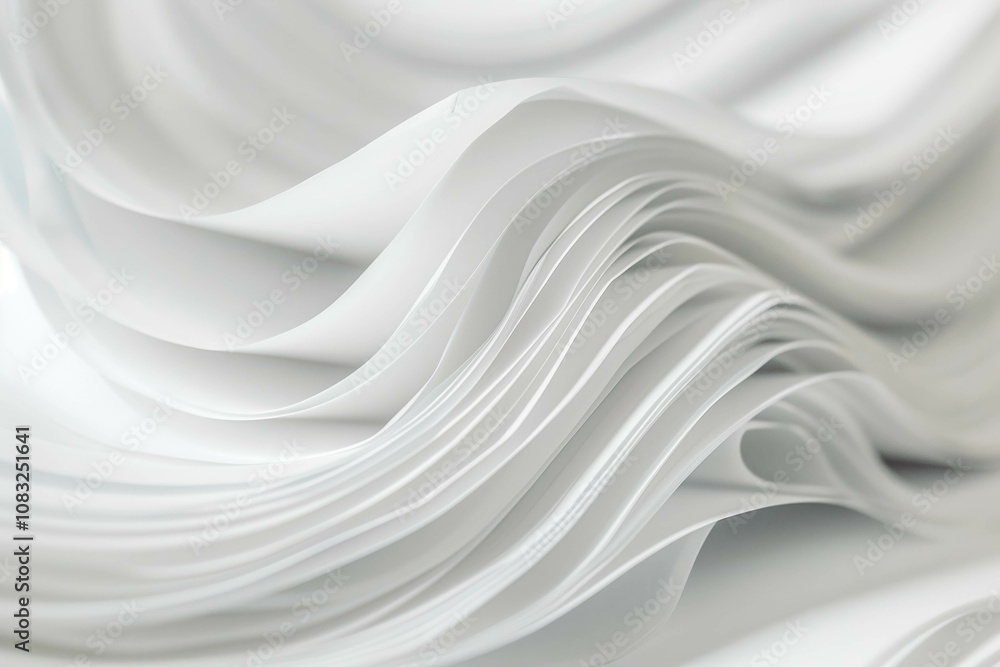 Obraz premium Close-up of a bending stack of paper in the office.
