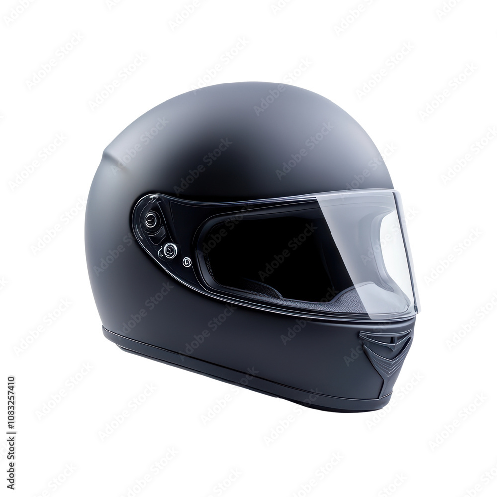 Fototapeta premium Sleek matte black motorcycle helmet with visor