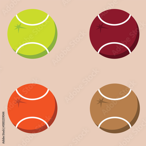 Set of Ret, green, variety Colour Tennis ball vector design