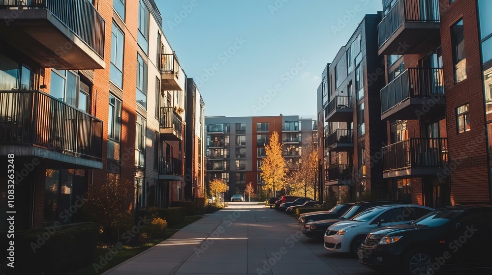 Fototapeta premium Exploring Modern Urban Living: A Glimpse into Contemporary Apartment Architecture