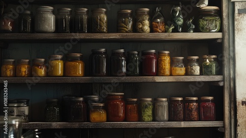 Wallpaper Mural Rustic shelves with jars of preserved food Torontodigital.ca
