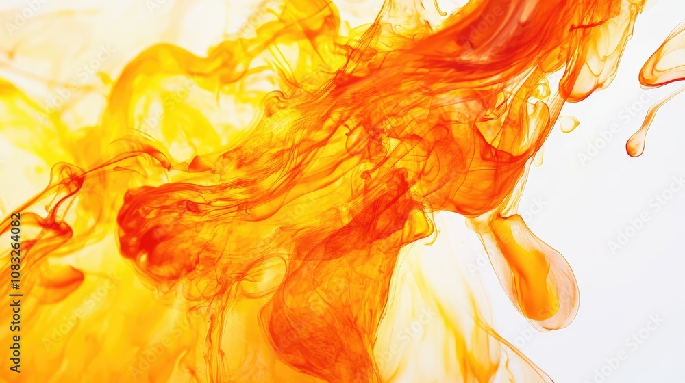 Obraz premium Vibrant Orange and Yellow Ink in Water Swirl