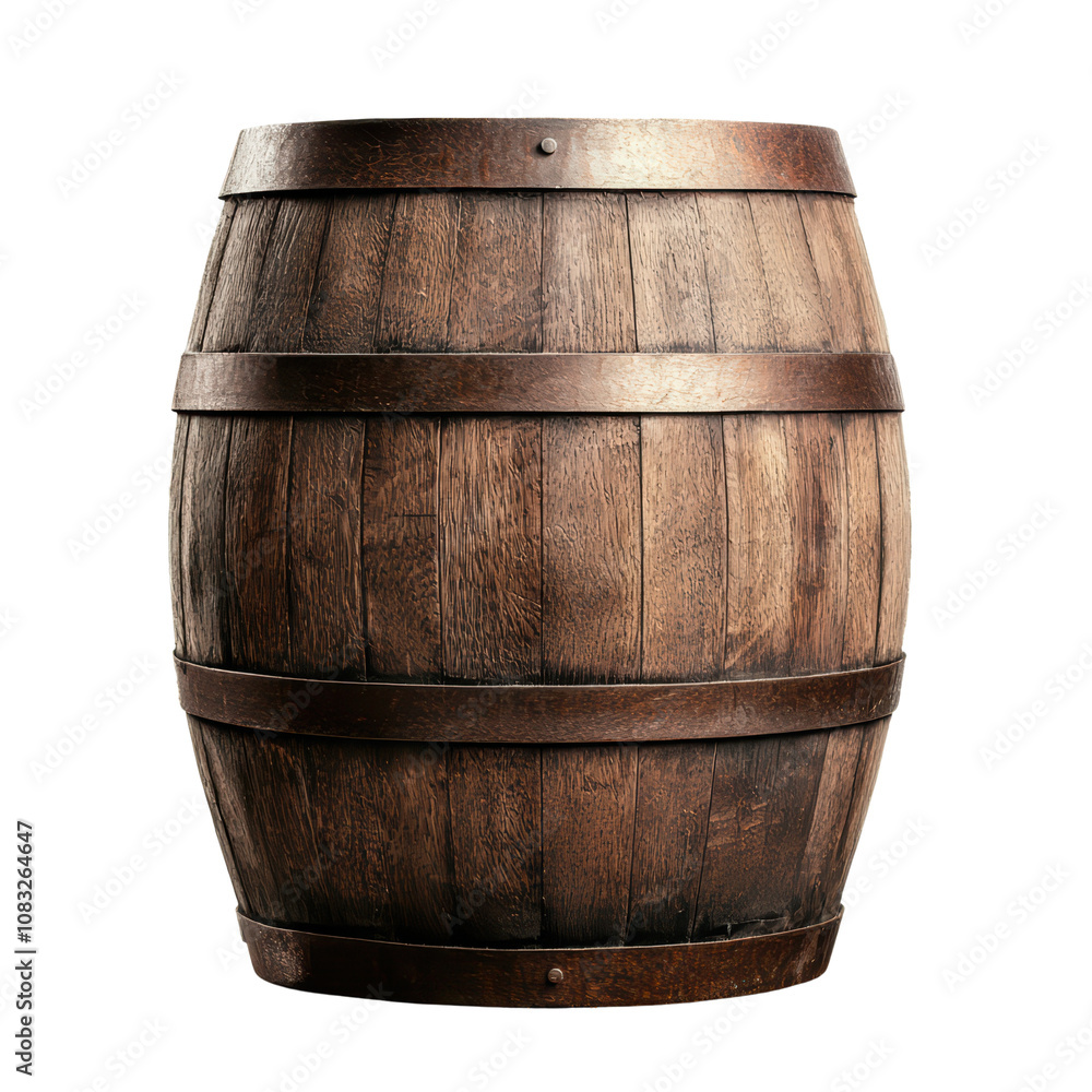 Fototapeta premium Rustic wooden barrel with metal bands