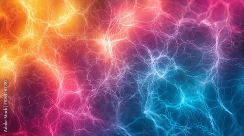 Neural Network: Vibrant Gradient of Interconnected Fibers – Horizontal Abstract Art
