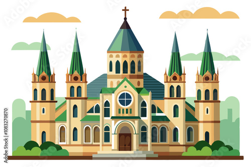 Historic Cathedral | isolated vector illustration on white background