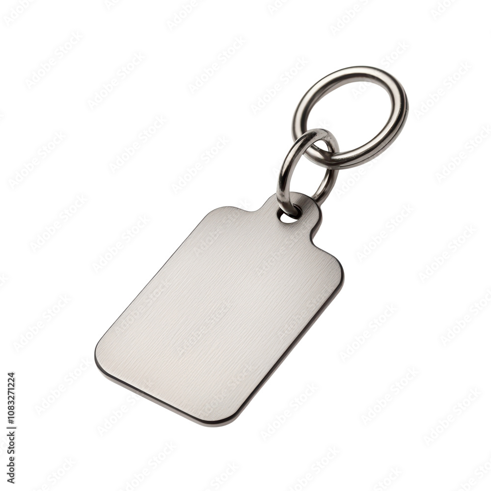 Fototapeta premium Blank metal key tag on a keyring for customization