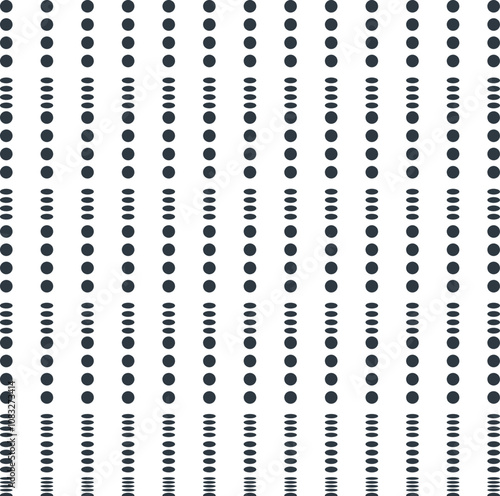 Small dots form rows. Some of them are flattened.