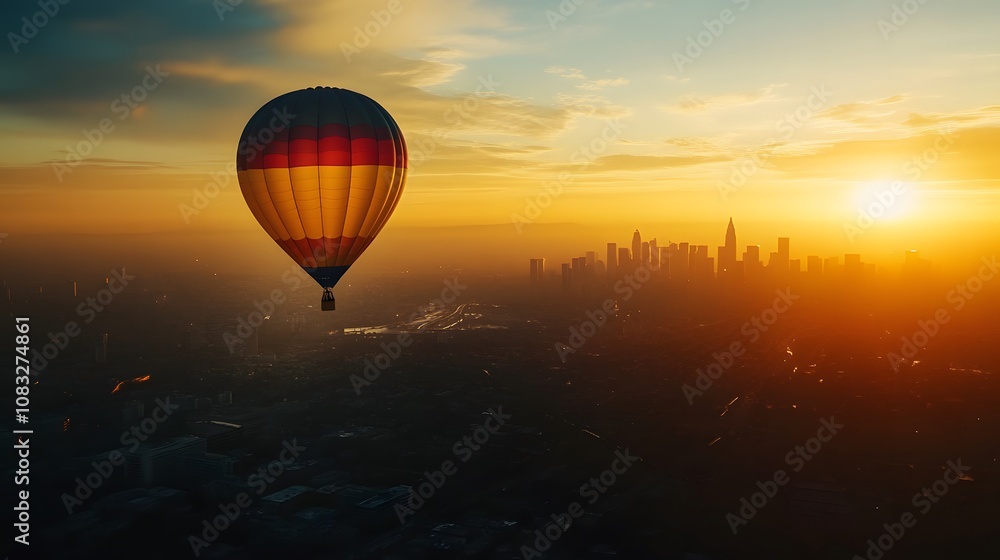 Obraz premium hot air balloon at sunset