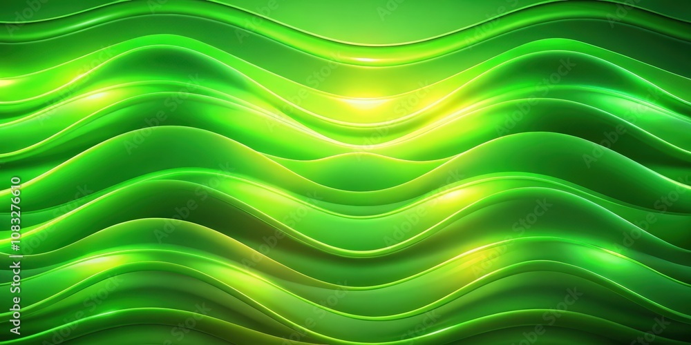 Fototapeta premium Abstract Green Wave Pattern with Shimmering Light Reflection