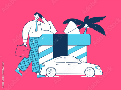 Flat vector concept operation hand drawn illustration of people taking a taxi
