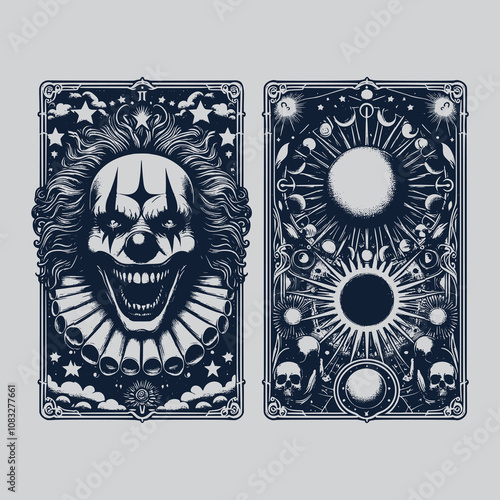 spooky clown tarot card