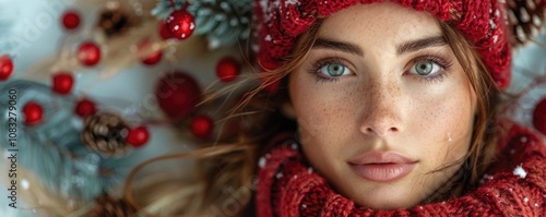 Winter Portrait with Festive Mood and Cheerful Vibes photo