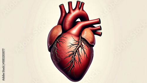 Realistic Human Heart on White Background – Medical and Artistic Representation