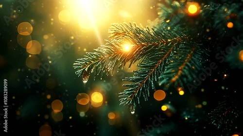 Wallpaper Mural Close up view of spruce tree with bokeh background, Slow motion camera with different angles Torontodigital.ca