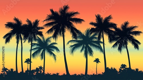 南国の夕方と夕日