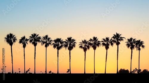 南国の夕方と夕日