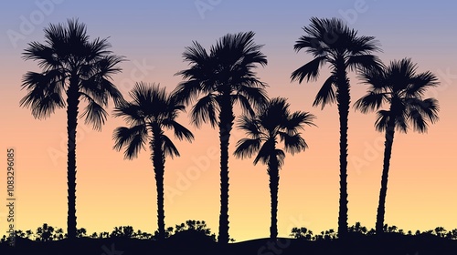 南国の夕方と夕日