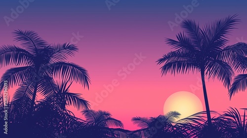 南国の夕方と夕日