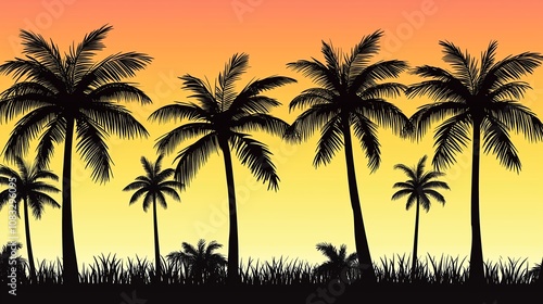 南国の夕方と夕日