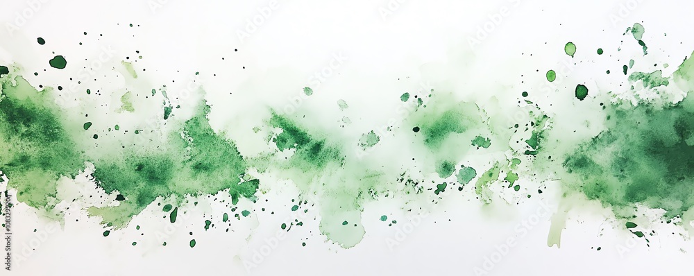 Obraz premium Vibrant Green Watercolor Splashes Background