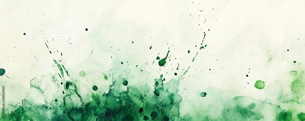 Obraz premium Vibrant Green Watercolor Splash Accents