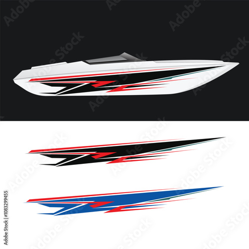 ship wrap sticker design vector. jet boat vinyl sticker photo