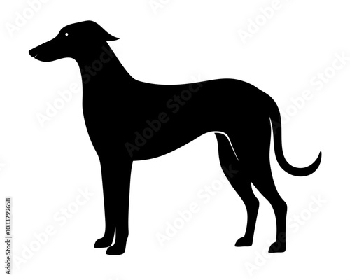 Wolfhound vector silhouette black on a white background