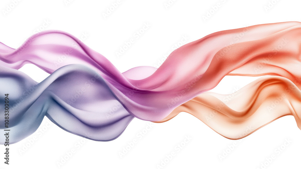 Obraz premium pastel colored cloth waving isolated on transparent background for graphic design.