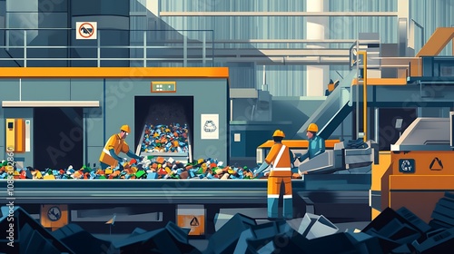 Recycling Plant Sorting Waste