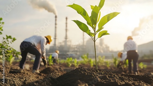 Tree Plantation Drive Near an Industrial Zone