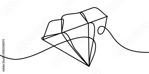 continuous line drawing of gemstone diamond symbol. abstract line art illustration