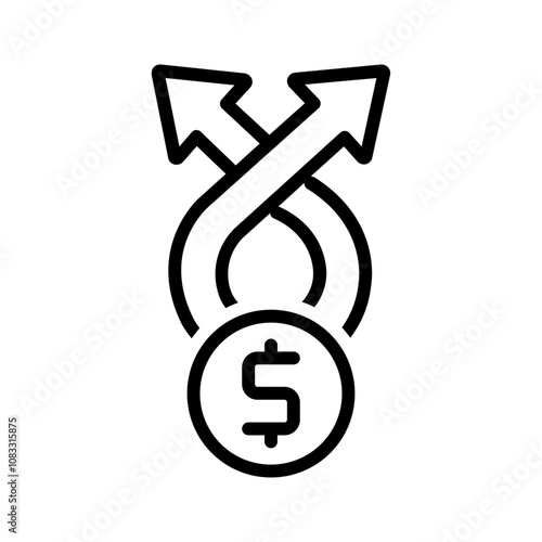 Vector black line icon for Budget discrepancies