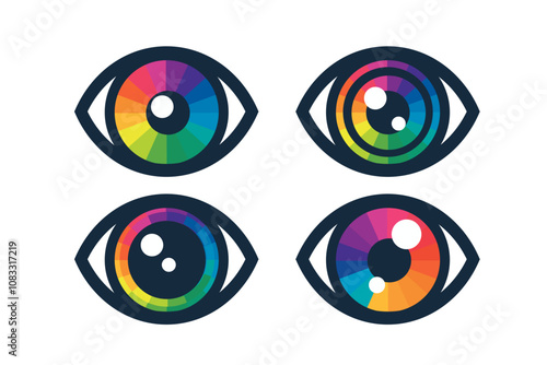Eye icon - eye symbol. flat eye sign vector. colorful eye icons
